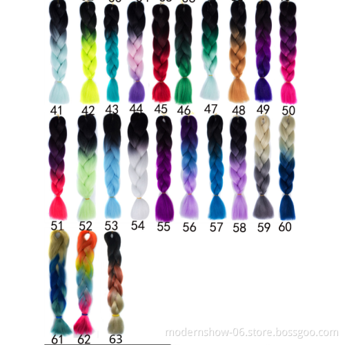 Wholesale synthetic Braided hair extension high quality raw material 24 inch ombre jumbo synthetic braiding hair